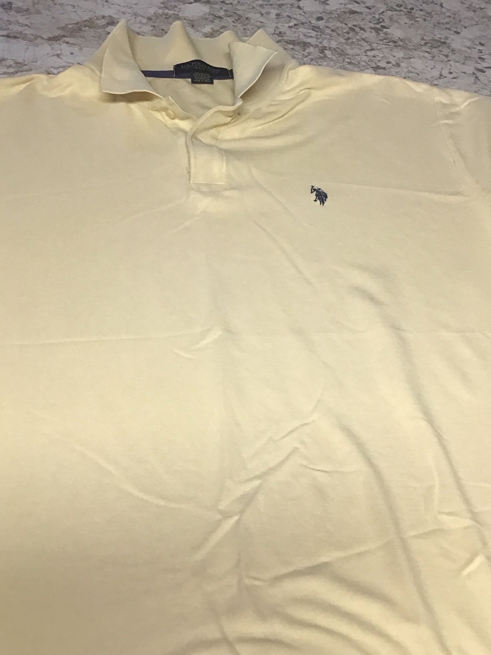 U.S. Polo Assn. Men’s Pale Yellow Polo with Navy Logo